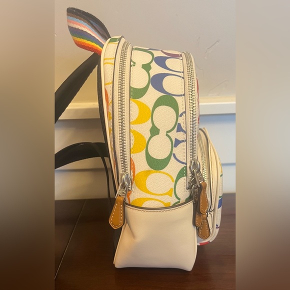 Coach Mini Court Backpack In Rainbow Signature Canvas - Picture 6 of 8